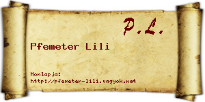 Pfemeter Lili névjegykártya